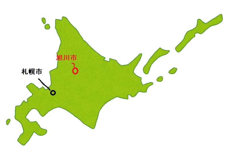 北海道札幌と旭川の位置